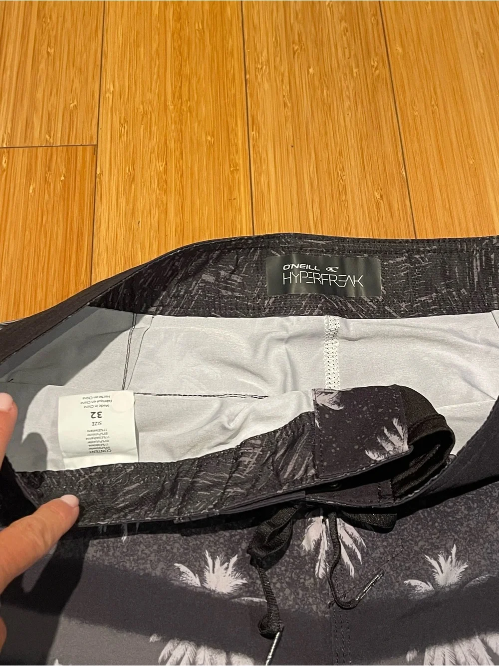 O'Neill Black & Gray Palm Stripe Board Shorts